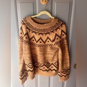 Wonderly Tan and Brown Geometric Sweater